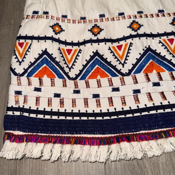 Anthropologie Akemi Kin Embroidered Fringe Shift Dress Boho Tribal 8P - Picture 10 of 13